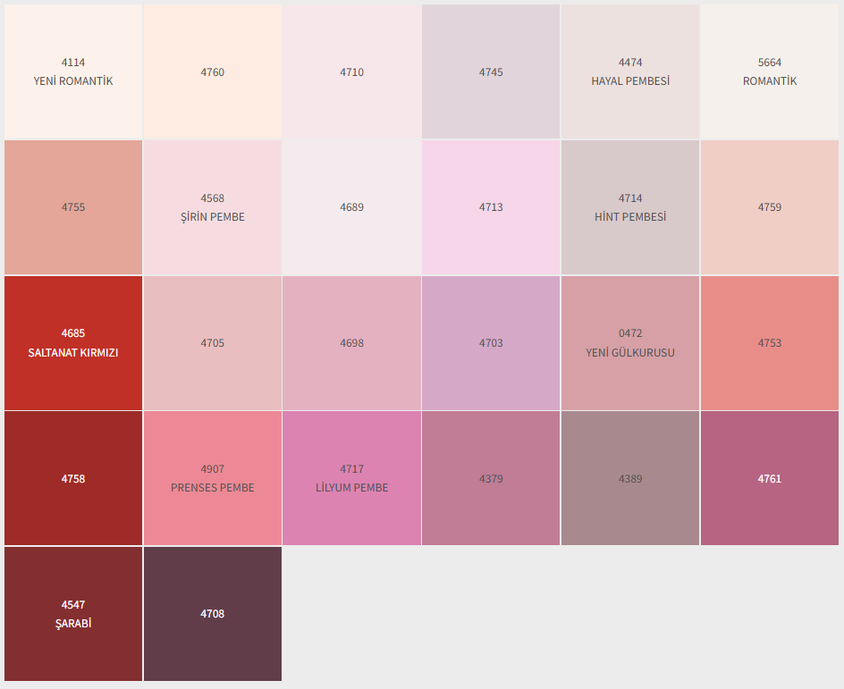 KIRMIZI/MAGENTA Kartela